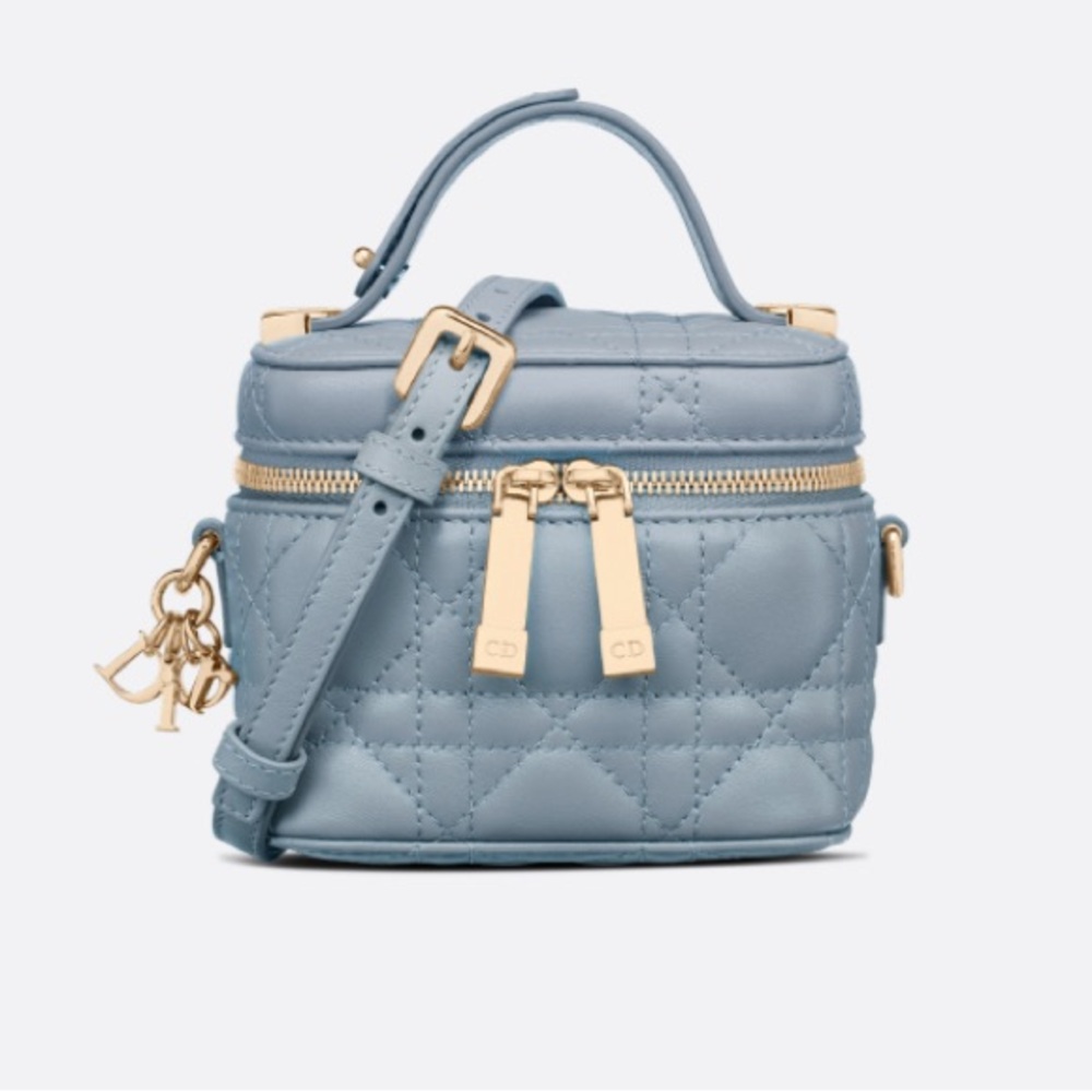 DIOR MINI VANITY WITH CROSSBODY STRAP SMALL IN SEA BLUE - Picture 1 of 16